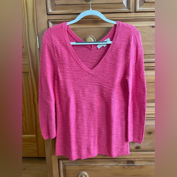 Women’s Loft Lightweight Pink V Neck Sweater - Picture 1 of 5